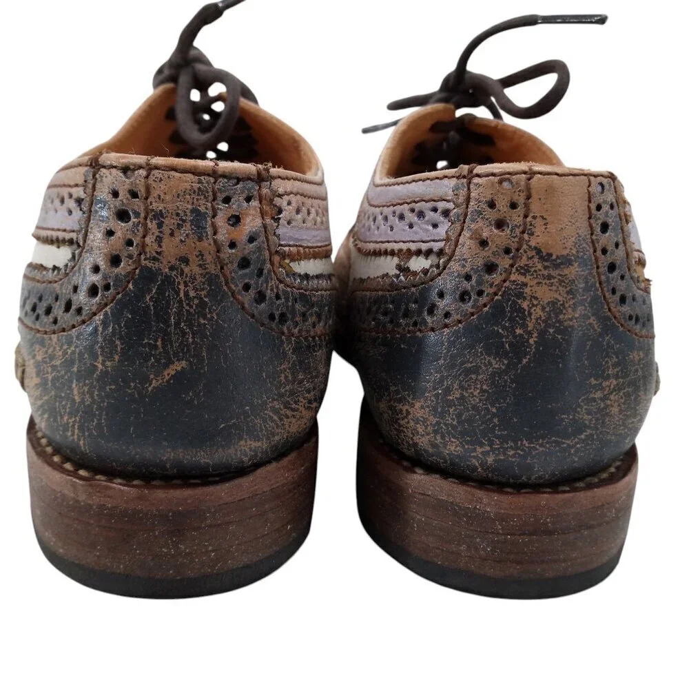 Bed Stu Lita Cobbler Wingtip Brogues Oxford Loafers Size 8.5 Leather Distressed